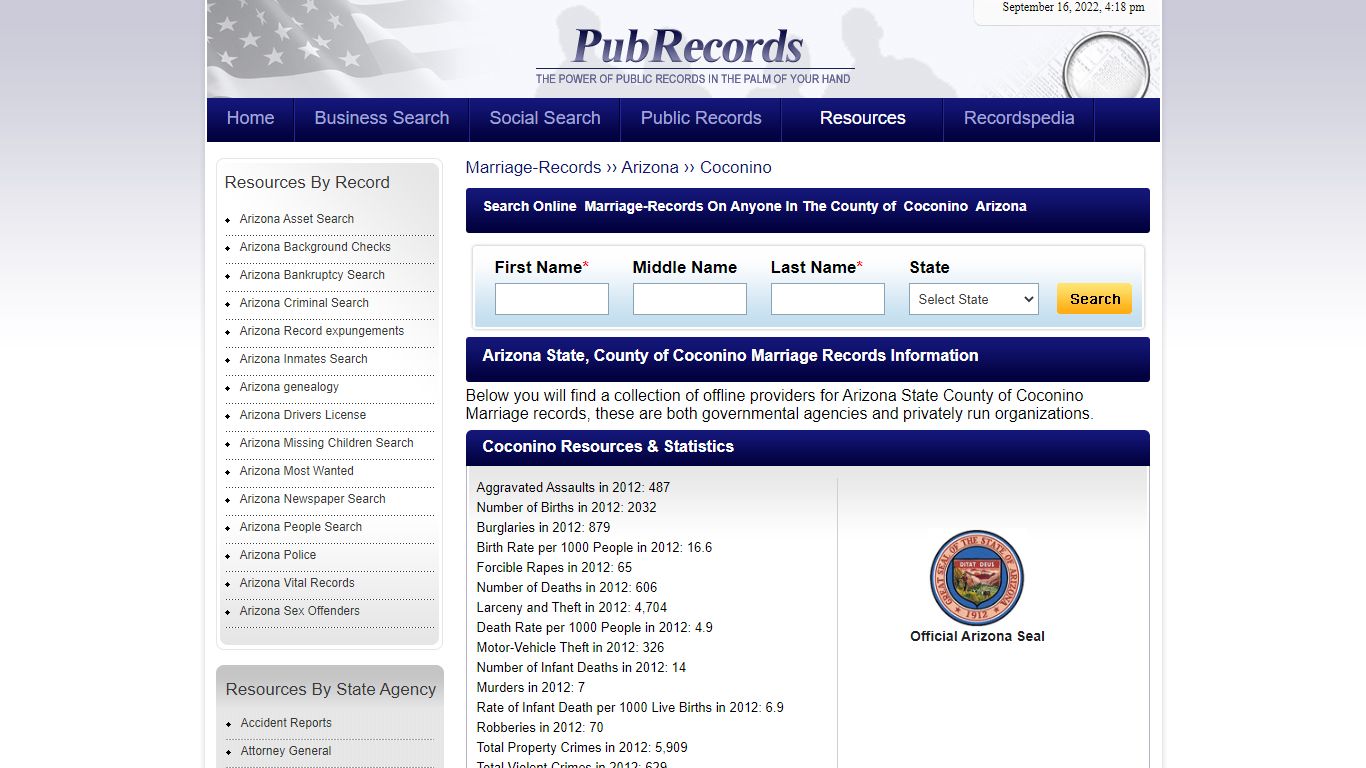 Coconino County, Arizona Marriage Records